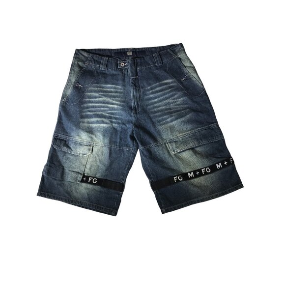 Rare Vintage Men's Marithe Francois Girbaud Distressed Blue Denim Cargo Shorts - Picture 1 of 9